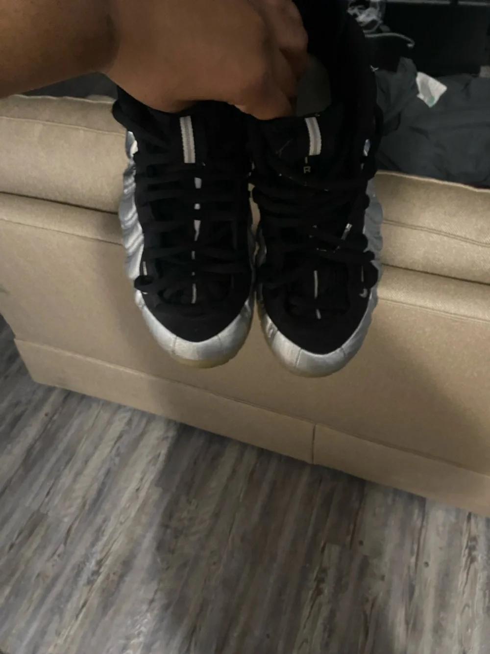 Nike Kids Silver and Black Foamposite Sneakers - Picture 3 of 3